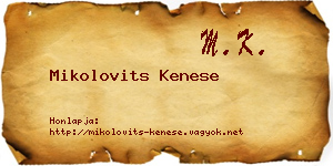 Mikolovits Kenese névjegykártya